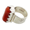 Benson Manygoats, Ring, Mediterranean Coral, Traditional, Navajo Made, 8 3/4