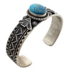 Derrick Cadman, Bracelet, Kingman Turquoise, Stamping, Navajo Handmade, 6 3/4"