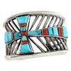 Aaron Anderson, Tufa Bracelet, Cross, Turquoise, Coral, Navajo Bracelet, 6 1/2”