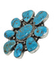 Joelias Draper, Ring, Cluster, Easter Blue Turquoise, Silver, Navajo Handmade, 8