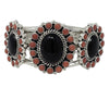 Melvin, Tiffany Jones, Bracelet, Jet, Mediterranean Coral, Navajo Made, 7 1/8"