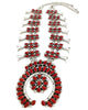 Melvin, Tiffany Jones, Squash Blossom Necklace, Mediterranean Coral, Navajo, 26"