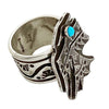 Aaron John, Ring, Thunderbird, Turquoise, Overlay, Navajo Handmade, 7 1/2