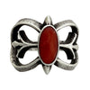 Aaron Anderson, Ring, Tufa Cast Silver, Mediterranean Coral, Navajo Handmade, 9