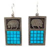 Aaron John, Earring, Sheep, Kingman Turquoise, Overlay, Navajo, 2"