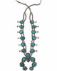 Navajo Handmade Squash Blossom Necklace, Pilot Mountain Turquoise, 28"