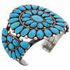 Zuni Handmade Bracelet, Circa 1960s, Lone Mountain Turquoise, Cluster, 7"