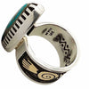 Arland Ben, Ring, Blue Gem Turquoise, Silver, 14k Gold, Navajo Handmade, 8 1/2