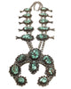 Navajo Handmade Squash Blossom Necklace, Damale Turquoise, Circa 1970, 35"