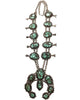 Navajo Handmade Squash Blossom Necklace, Damale Turquoise, Circa 1970, 35"