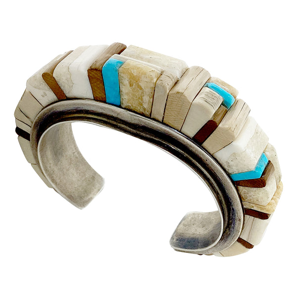 Lester James, Bracelet, Inlay, Iron Wood, Turquoise, Navajo Handmade, 6 3/4