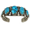 Navajo Handmade Row Bracelet, Number Eight Turquoise, Circa 1950s, 7 1/8"