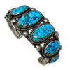 Navajo Handmade Row Bracelet, Number Eight Turquoise, Circa 1950s, 7 1/8"