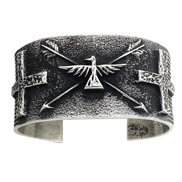 Aaron Anderson, Bracelet, Arrows, Eagle, Chief Blanket, Navajo Handmade, 6 3/4