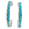 Claudine Haloo, Hoop Earrings, Silver, Turquoise, Zuni Handmade, 1 3/4"