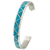 Claudine Haloo, Hoop Earrings, Silver, Turquoise, Zuni Handmade, 1 3/4"