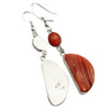 Jones Bahe, Dangle Earrings, Red Spiny Oyster Shell, Navajo Handmade, 2 1/2"