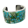 Lester James, Inlay Bracelet, Sonoran Gold, Kingman Turquoise, Navajo Handmade, 7 1/8”