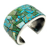 Lester James, Inlay Bracelet, Sonoran Gold, Kingman Turquoise, Navajo Handmade, 7 1/8”