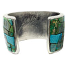 Lester James, Inlay Bracelet, Sonoran Gold, Kingman Turquoise, Navajo Handmade, 7 1/8”