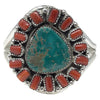 Mike Thomas Jr, Cluster Bracelet, Variscite, Mediterranean Coral, Navajo, 6 1/2"