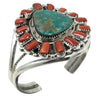 Mike Thomas Jr, Cluster Bracelet, Variscite, Mediterranean Coral, Navajo, 6 1/2"