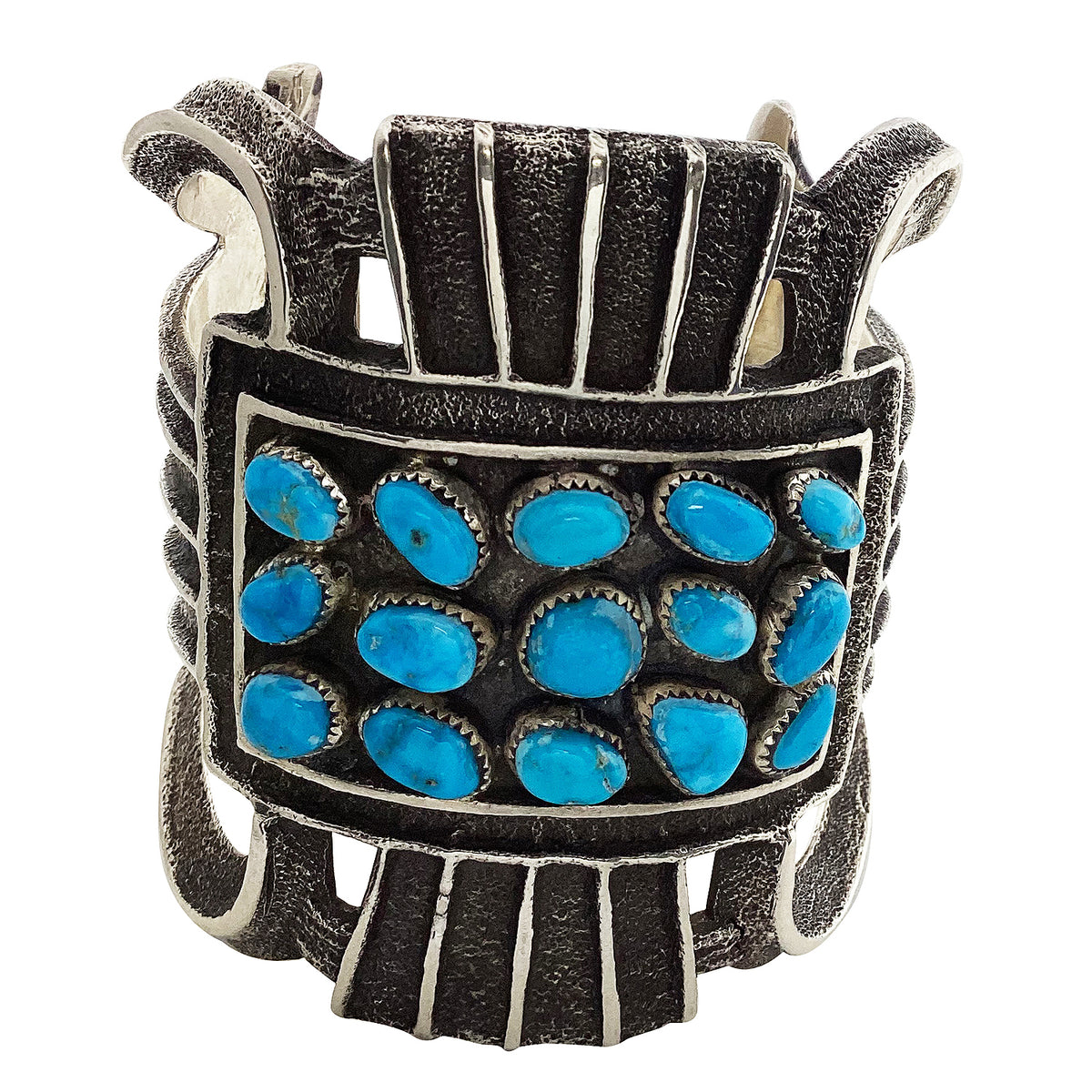 Delbert Arviso, Tufa Cast Bracelet, Kingman Turquoise, Navajo Handmade ...