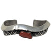 Aaron Anderson, Tufa Bracelet, Rattlesnake, Mediterranean Coral, Navajo, 6 1/2"