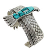 Aaron John, Bracelet, Soaring Eagle, Inlay Turquoise, Navajo Handmade, 7 1/8"