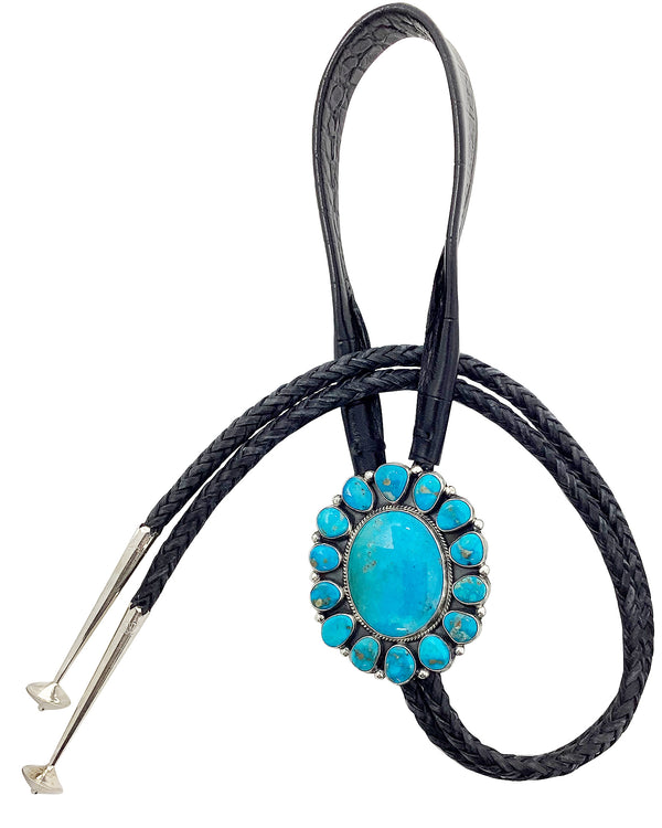 Tyler Brown, Bolo Tie, Sonoran Rose Turquoise, Cluster, Navajo Handmade, 44”