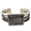 Aaron John, Bracelet, Sheep, Sterling Silver Overlay, Navajo Handmade, 6 1/2