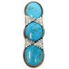 Mike Thomas Jr, Ring, Kingman Turquoise, Silver Leaves, Navajo Handmade, 7