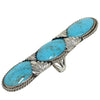 Mike Thomas Jr, Ring, Kingman Turquoise, Silver Leaves, Navajo Handmade, 7