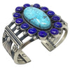 Freddie Maloney, Cluster Bracelet, Kingman Turquoise, Lapis, Navajo Made, 6 3/4"