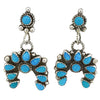 Navajo L, Earrings, Naja, Kingman Turquoise, Cluster, Silver, Navajo, 2"