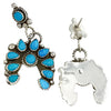 Navajo L, Earrings, Naja, Kingman Turquoise, Cluster, Silver, Navajo, 2"