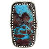 Arland Ben, Ring, 14k Gold, Silver, Bisbee Turquoise, Petroglyph, Navajo, 8 1/2