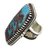 Arland Ben, Ring, 14k Gold, Silver, Bisbee Turquoise, Petroglyph, Navajo, 8 1/2