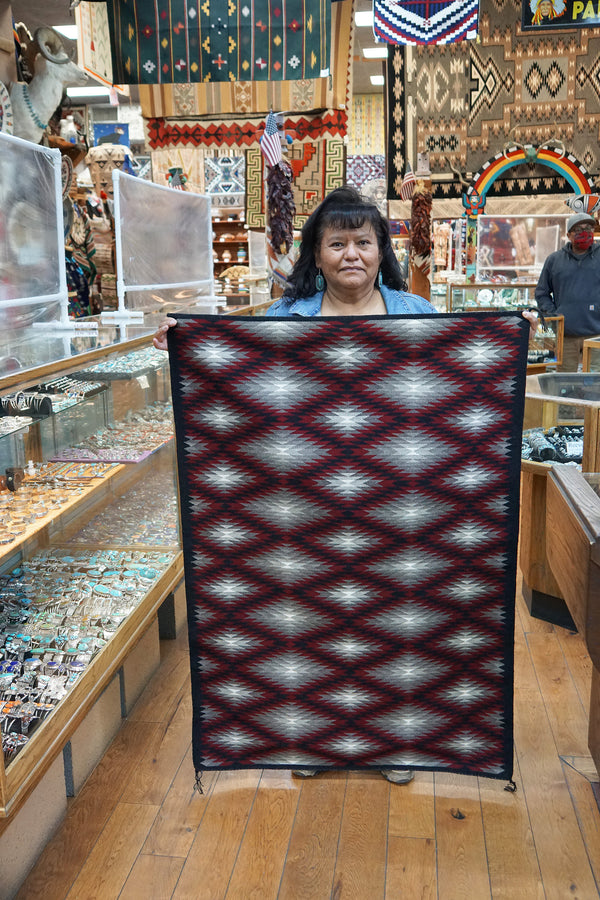 Verna Begay, Navajo Handwoven Rug, Eye Dazzler Design, 52” x 37”