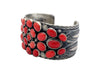 Gary Reeves, Coin Silver Bracelet, Mediterranean Coral, Navajo Handmade, 7 1/8"