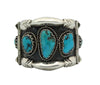 Navajo Handmade Bracelet, Circa 1980s, Bisbee Turquoise, Sterling Silver, 6"