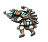 Zuni Handmade Pin, Rainbow Man, Coral, Shell, Jet Turquoise, Circa 1940s, 2.5