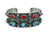 Bo Reeves, Bracelet, Turquoise, Mediterranean Coral, Stamping, Navajo Made, 7