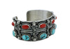 Bo Reeves, Bracelet, Turquoise, Mediterranean Coral, Stamping, Navajo Made, 7