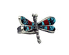 Lester James, Ring, Dragonfly, Turquoise, Coral, Silver, Navajo Handmade, 9