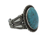 Calvin Martinez, Bracelet, Kingman Turquoise, Stamping, Navajo Handmade, 6 1/4