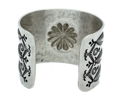 Edison Sandy Smith, Repouss̩ Stamped Silver Cuff, Navajo, 7 in
